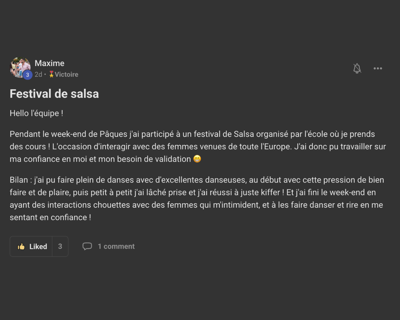 Retour d'un client dans la communauté